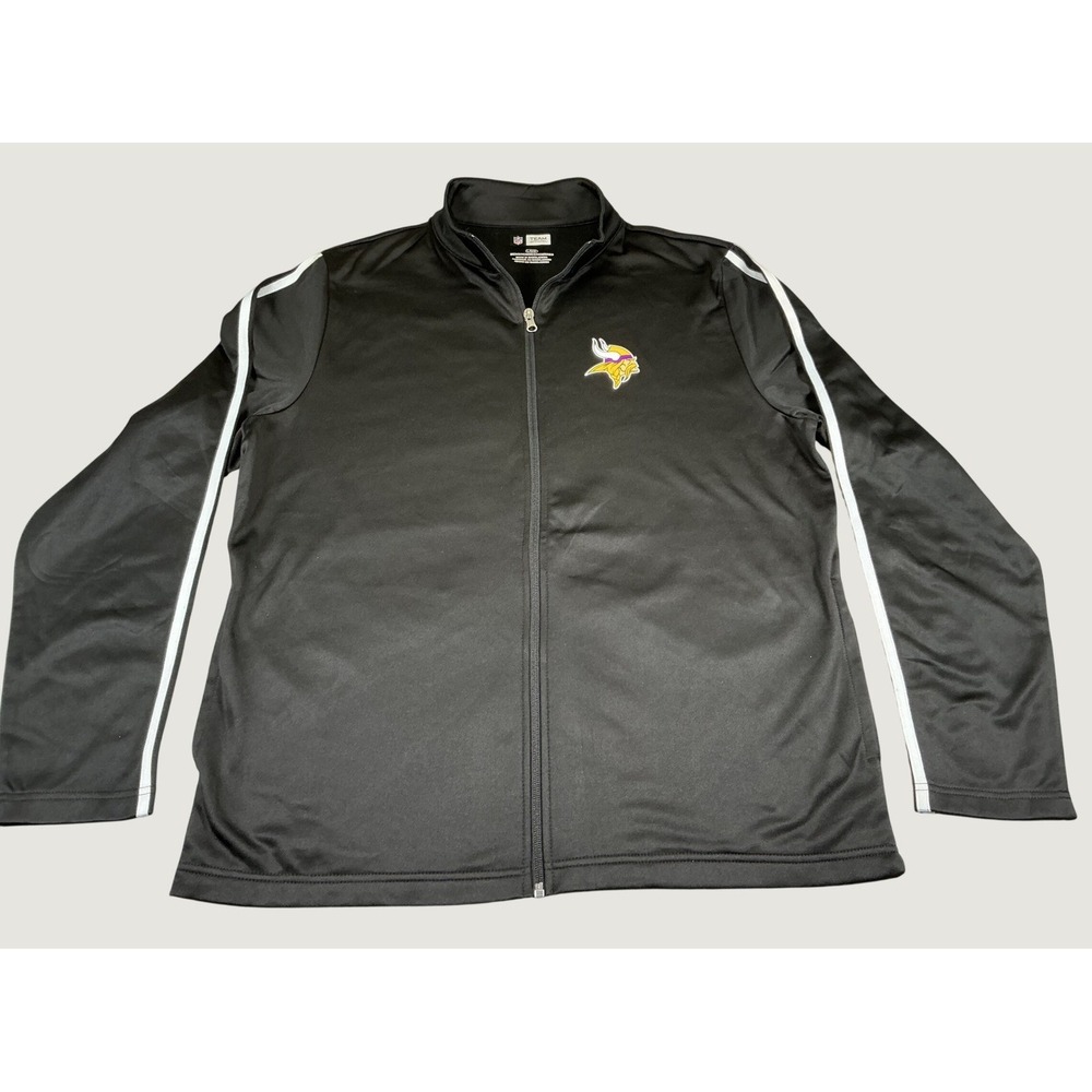 NWT NFL Team Apparel Minnesota Vikings Full Zip Track Jacket Men's L Black